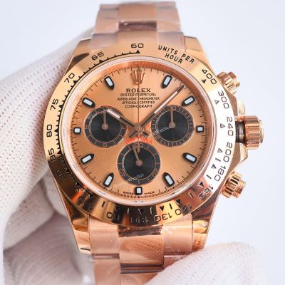 Clean Factory Rolex Daytona 7750 Rose gold Face Watch 